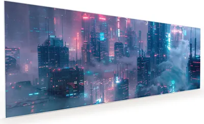 Produktbild von Küchenrückwand Spritzschutz Glas mit Motiv Futuristische Stadt 40 x 40 cm