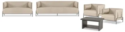 Produktbild von Arbeitszimmer-Set 5tlg Beige 3-Sitzer 2-Sitzer 2x Sessel Grau Couchtisch