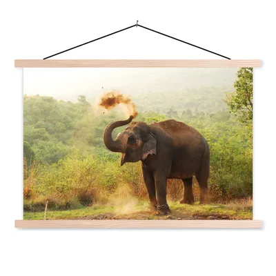 Produktbild von MuchoWow® Textilposter Elefant - Tiere - Wald - Bäume 60x40 cm mit holzfarbenen Rahmen - Bilder