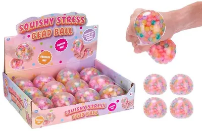 Produktbild von Squishy Squeeze Stress Bead Ball 7cm Stressball Kugel mit Gelperlen, Antistress Ball