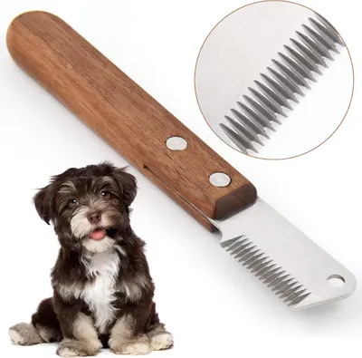 Obrázek produktu pro Trimmerový nůž pro leváky, profesionální trimmerový nůž pro psy s ergonomickou dřevěnou rukojetí