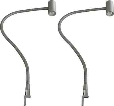 Produktbild von kalb | LED Bettleuchte silbergrau 3W warmweiß Leseleuchte Aufbauleuchte Nachttischlampe, Auswahl:2er SET