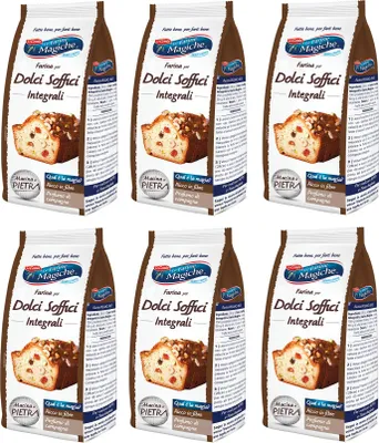 Produktbild von 6x Lo Conte Le Farine Magiche Farina di Grano Tenero Integrale per Dolci Soffici Vollkorn-Weichweizenmehl für Weiche Desserts 500g Italienisches Mehl