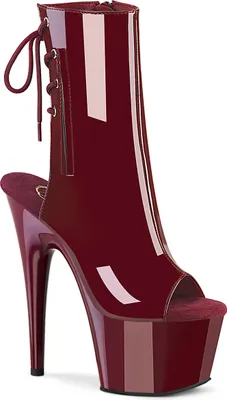 Produktbild von ADORE-1018 Pleaser Damen High-Heels Plateaustiefeletten burgund Lack Fersen- Zehenoffen
