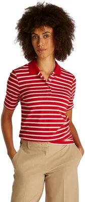 Produktbild von Tommy Hilfiger Damen Poloshirt Kurzarm Regular Fit, Mehrfarbig (Primary Red/Ecru