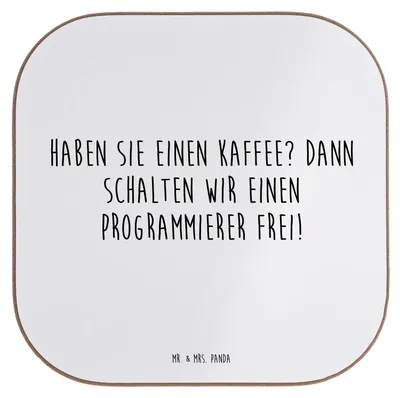 Produktbild von Mr. & Mrs. Panda Untersetzer für Gläser Spruch Programmierer Kaffeezeit - Weiß - Geschenk, Arbeitstempo, Berufsprodukte, personalisierte Geschenke, gläseruntersetzer
