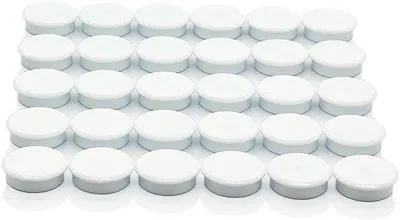 Produktbild von Kleine runde Kraftmagneten, 30 Stück, Weiss, für Whiteboards und Magnettafeln
