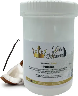 Produktbild von Dufte Momente | Sauna Zucker Körperpeeling 900g | Kokos - Vanille | für empfindliche Haut | vegan und ohne Tierversuche