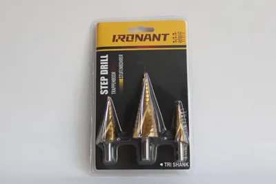 Productafbeelding van Ironant trappenboren 3 stuks - Spiraalgroeve - HSS 6542 - TiN coating