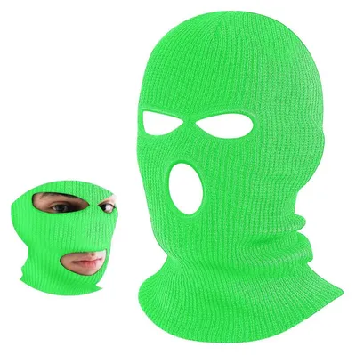 Immagine prodotto di Cappuccio antivento in tessuto, con 3 fori, colore verde fluorescente, taglia unica