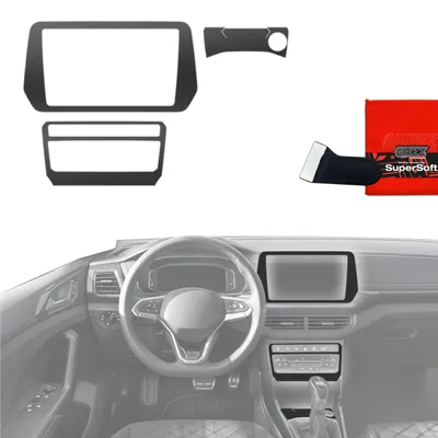 Image de Film de protection 3 en 1 Grizz Protector pour console centrale - Volkswagen T-Cross (2025) Noir mat anti-traces de doigts