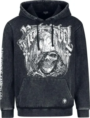 Produktbild von Rock Rebel by EMP Herren grauer Kapuzenpullover mit Print und Labelpatch L