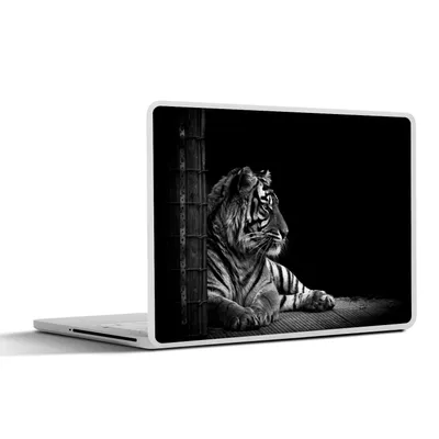 Produktbild von MuchoWow® Laptop Aufkleber Sticker Cover Tiger - Tiere - Schwarz - Weiß 36.5x27.5 cm - Laptop-Sticker
