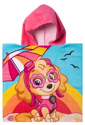 Produktbild von Paw Patrol - Badeponcho für Mädchen Handtuch Kinder Badetuch mit Kapuze 100% Baumwolle 50 x 100 cm