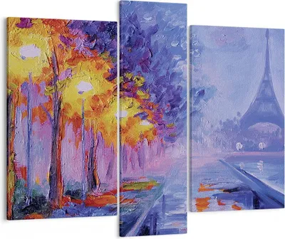 Produktbild von Bild auf Leinwand - Leinwandbild - 3 Teile - Paris Laternen Eiffel - 95x80cm - Wand Bild - Wanddeko - Wandbilder - Leinwanddruck - Bilder - Wanddekoration - Leinwand bilder - Wandbild - CB95x80-4199