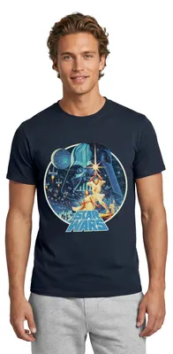 Produktbild von Star Wars Galaxie Mit Ikonischen Charakteren Männer T-Shirt, XL, Navy
