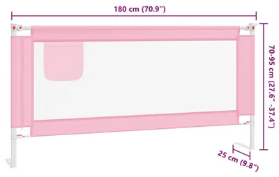 Image de vidaXL Barrière de sécurité pour lit d'enfant rose 180x25 cm tissu
