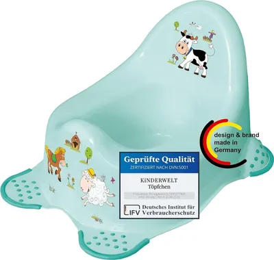 Produktbild von Premium Töpfchen Funny Farm aquamarin für Babys und Kinder stabiler Babytopf mit Anti-Rutsch-Funktion