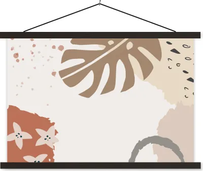 Produktbild von MuchoWow® Textilposter Sommer - Monstera - Braun 60x40 cm mit schwarzem Rahmen - Hölzernes