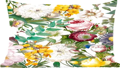 Produktbild von MuchoWow® Zierkissen Sofakissen Wohnzimmer Dekokissen 50x30 cm Blumen - Weiß - Gelb - Rosa - Wohnzimmerdekoration - Polster mit Photo