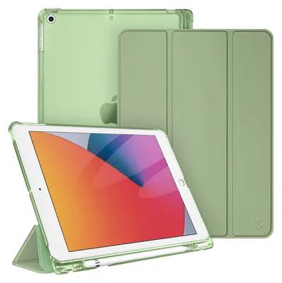 Produktbild von Fintie Hülle für iPad 9. Generation 2021/8. Gen 2020/7. Gen 2019 10.2 Zoll mit Stifthalter, ultradünne leichte Schutzhülle mit transparenter Rückseite und Auto Schlaf/Wach Funktion, Pastellgrün