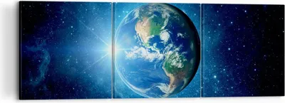 Produktbild von Bild auf Leinwand - Leinwandbild - Erde Universum Sterne Galaxie - 120x40cm - Wand Bild - Wanddeko - Leinwanddruck - Bilder - Kunstdruck - Wanddekoration - Leinwand bilder - Wandkunst - CA120x40-2943