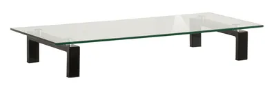 Produktbild von TV-Aufsatz - Schwarz - Metallgestell - 82 x 35 cm - Klarglasboden