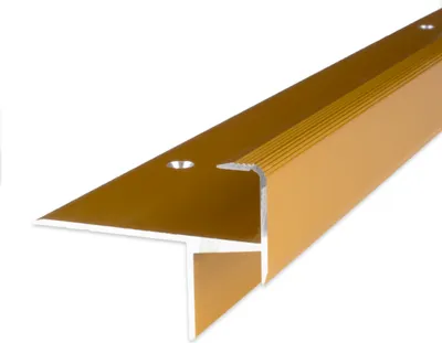 Produktbild von PROVISTON | Laminat-Parkett-Treppenkante | Aluminium eloxiert | Goldfarbig | Breite 33 mm | Höhe 13.3 mm | Länge 1000 mm | Gebohrt | Treppenkantenprofil | Treppenwinkel | Winkelprofil | 1 Stück