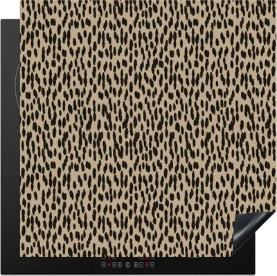 Produktbild von KitchenYeah© Herdabdeckplatte Pantherdruck - Schwarz - Braun - Muster - Polka dots , 78x78cm, Küche Deko, Glaskeramikkochfeld Herdabdeckung, Abdeckplatte fùr Kochfeld