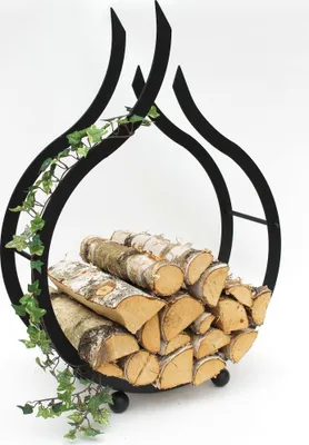 Produktbild von DanDiBo stojan na palivové drevo Kovový čierny plameň Stojan na palivové drevo 78 cm Kôš na drevo Stojan na palivové drevo