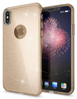 Produktbild von NALIA Hülle für iPhone XS Max, Handyhülle Glitzer Ultra Slim Silikon Case Cover Gold