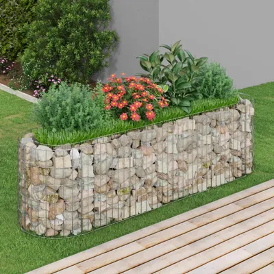 Produktbild von The Living Store Gabionen-Hochbeet Verzinktes Eisen 190x50x50 cm