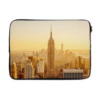 Produktbild von MuchoWow® Laptop Hülle 14 ZollGoldglanz über New York Laptoptasche - Laptoptasche - Stoßsicher - Schutzhaube