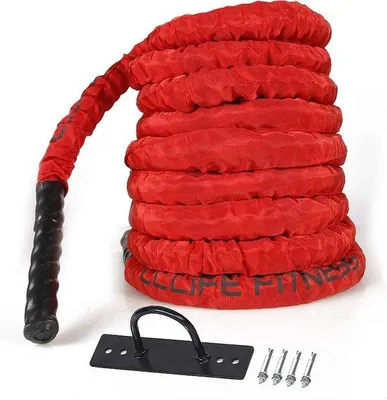 Productafbeelding van Famanu Battle Rope, verkrijgbaar in 9 meter, 12 meter en 15 meter, met een diameter van 38 mm. Duurzaam trainingstouw