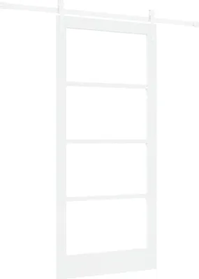 Zdjęcie produktu dla vidaXL Drzwi przesuwne ORKDAL, białe, 93 x 202 cm, lite drewno sosnowe i szkło