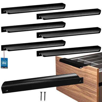 Obrázok produktu pre KOTARBAU® Sada 6 ks úchytiek na nábytok, úchytky na skrine, 212 mm, čierna matná, ZnAl, úchytky na zadné upevnenie, úchytky na hrany, úchytky na zásuvky, moderná kuchyňa