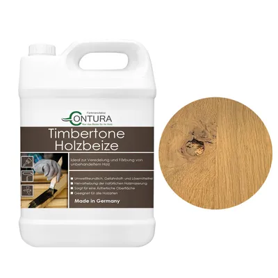 Produktbild von Contura Holzbeize 5Liter Holzfarbe Tischler Positiv Beize Holz Farbe Wasserbeize Parkett - Gustav - Eiche hell modern