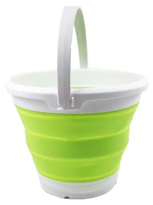 Klappbarer Eimer 5,5 l – faltbar, rund, tragbar, weiß/grün