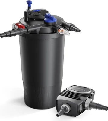 Produktbild von Wiltec Komplettset: CPF-15000 Teichdruckfilter bis 30000 L Teichfilteranlage mit 18 Watt UV-C Teichklärer, NEO8000 SuperEco Teichpumpe 8000l/h 70W