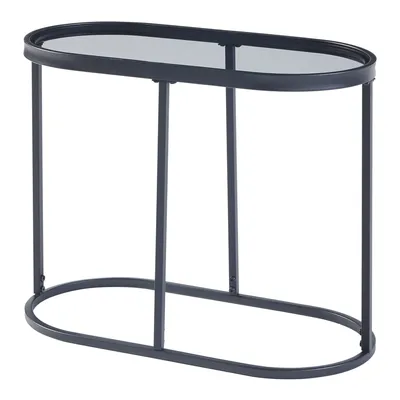 Image de Table d'appoint 'Luleå' avec plateau en verre 55 x 27,5 x 45 cm Noir