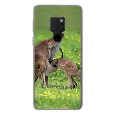 Produktbild von MuchoWow® Handyhülle Schutzhülle Hülle für Huawei P40 Lite Känguru - Blumen - Jung Silikon Softcase Handy Hülle - Handy