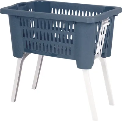 Produktbild von Excellent Houseware Wäschekorb mit Beinen, Polypropylen, 60x40x60 cm, blau