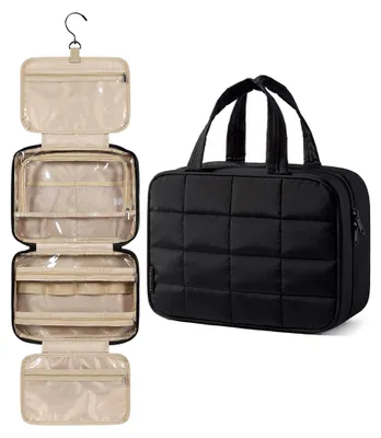 Produktbild von Kulturtasche für Damen zum Aufhängen, geräumiger Waschbeutel für Reisen, Handgepäck Zubehör in Schwarz
