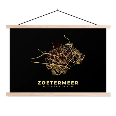 Obrázek produktu pro MuchoWow® Textilní plakát - Zoetermeer - Mapa - Mapa města - Mapa Zoetermeeru - 60x40cm - S hnědými lamelami