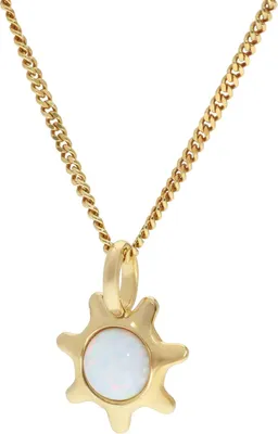 trendor 21562 Damen-Kette mit Anhänger Silber Vergoldet mit synthetischem Opal 1