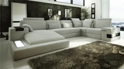 Produktbild von Designer Wohnlandschaft U-Form Couch Ecksofa Polster Textil Ecke Sofas Couchen