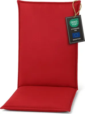 Zdjęcie produktu dla Pillows24 Poduszka na krzesła ogrodowe -120x50x8 cm / Czerwony - Poduszka, siedzisko na krzesło, poduszka na siedzisko do mebli ogrodowych, krzesła ogrodowe