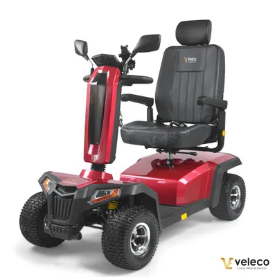 Immagine prodotto di Veleco Sharpy PRO - Più potenza, più comfort, più libertà - Monopattino elettrico da 1400 W - Ruote grandi - Sella girevole - Illuminazione a LED (rosso)