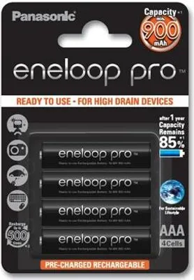 Produktbild von Panasonic Eneloop Pro, Wiederaufladbarer Akku, AAA, Nickel-Metallhydrid (NiMH), 4 Stück(e), 930 mAh, Schwarz