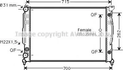 Produktbild von PRASCO AIA2109 Kühler Wasserkühler Motorkühler für AUDI A4 Limousine (8D2, B5) A4 Avant (8D5, B5)